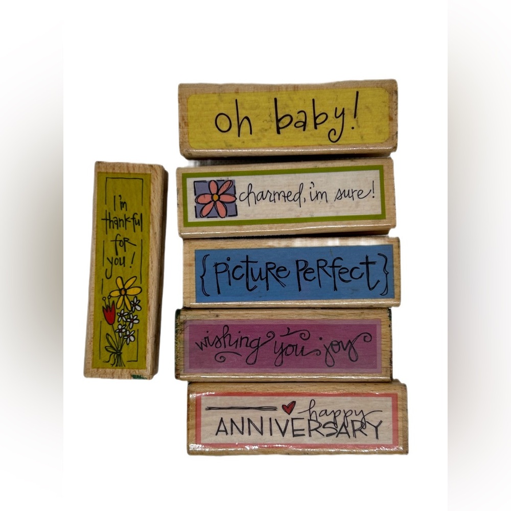 6 Wooden Ink Stamps